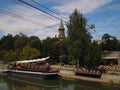 Bega waterway Timisoara, Romania. Steamers and flags